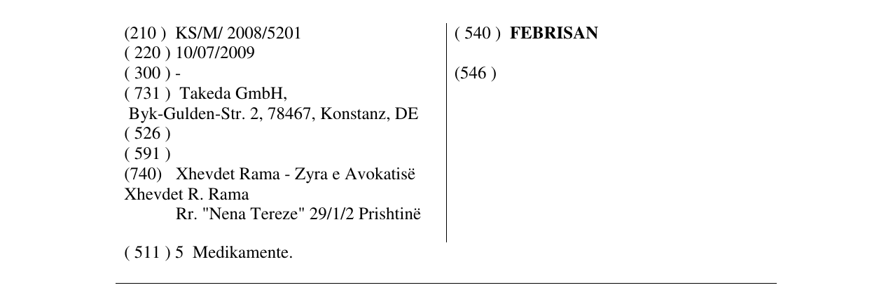 Zëri i markës FEBRISAN në buletin