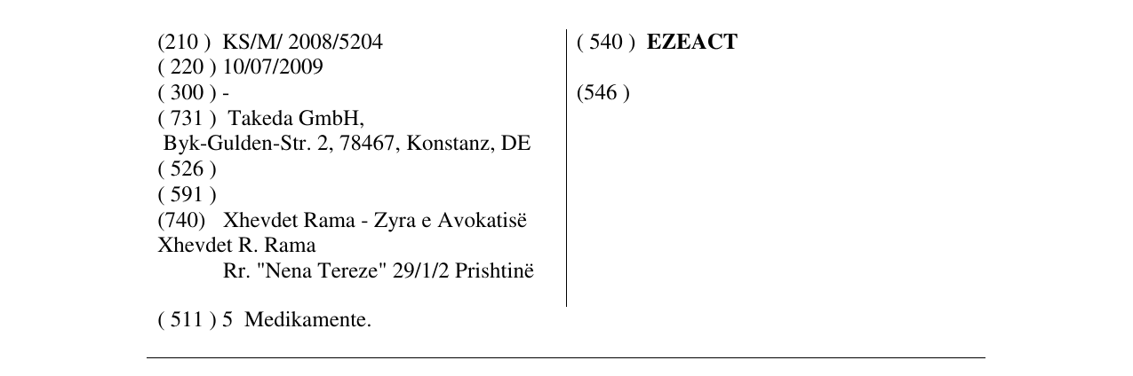 Zëri i markës EZEACT në buletin