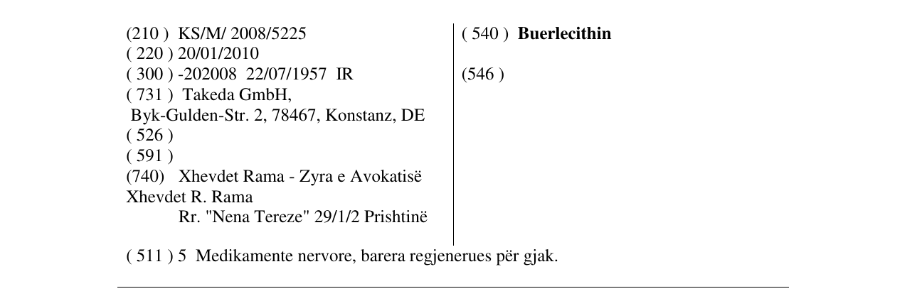 Zëri i markës Buerlecithin në buletin