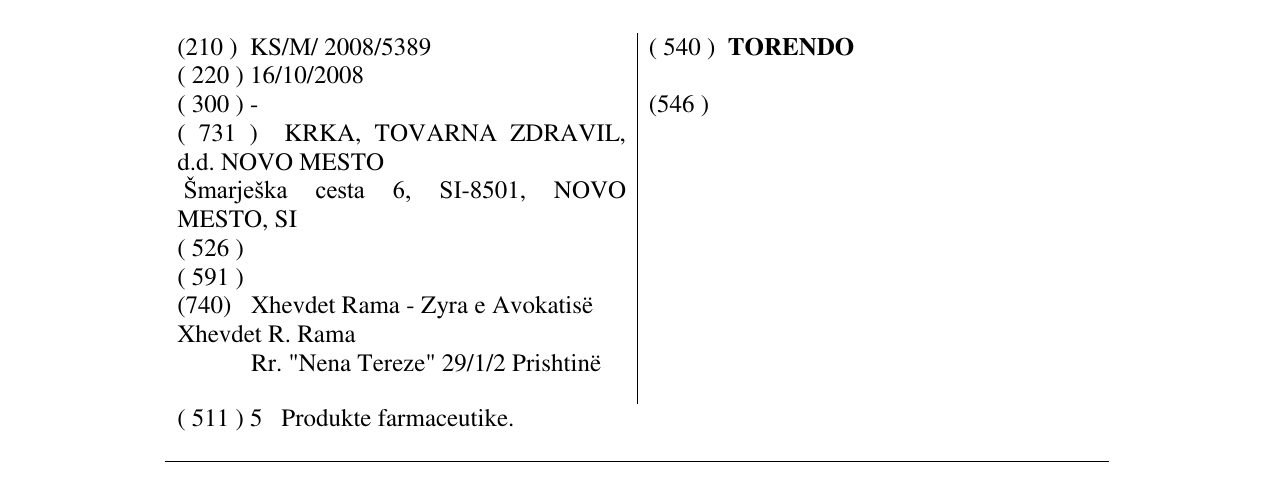Zëri i markës TORENDO në buletin