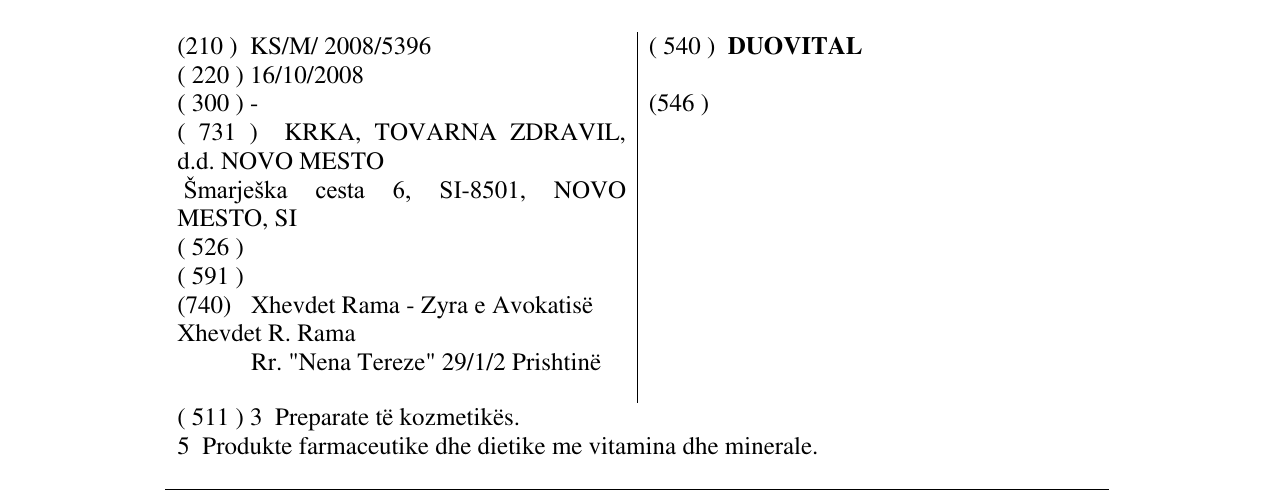 Zëri i markës DUOVITAL në buletin
