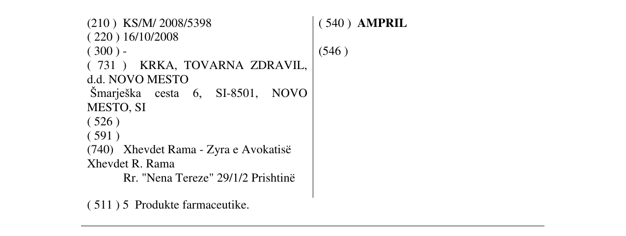Zëri i markës AMPRIL në buletin