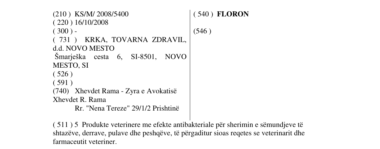 Zëri i markës FLORON në buletin
