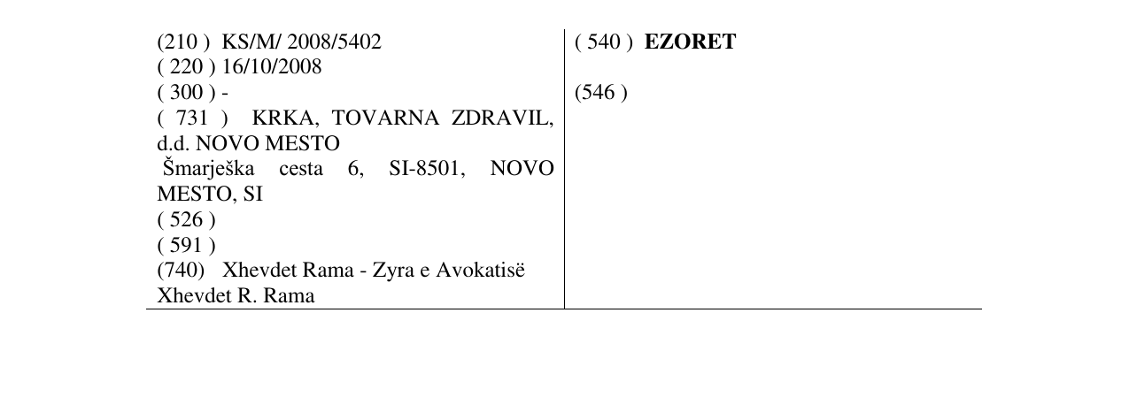 Zëri i markës EZORET në buletin