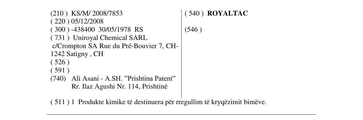 Zëri i markës ROYALTAC në buletin