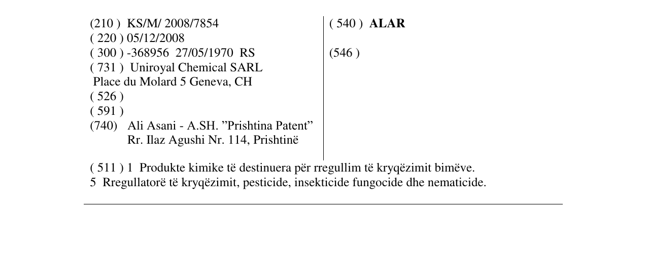 Zëri i markës ALAR në buletin