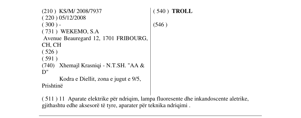 Zëri i markës TROLL në buletin