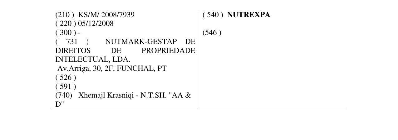 Zëri i markës NUTREXPA në buletin