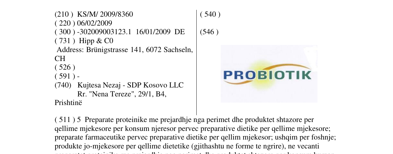 Zëri i markës PROBIOTIK në buletin