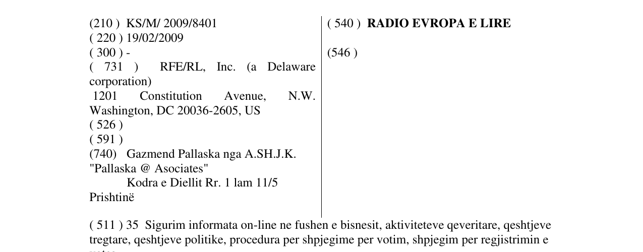 Zëri i markës RADIO EVROPA E LIRE në buletin