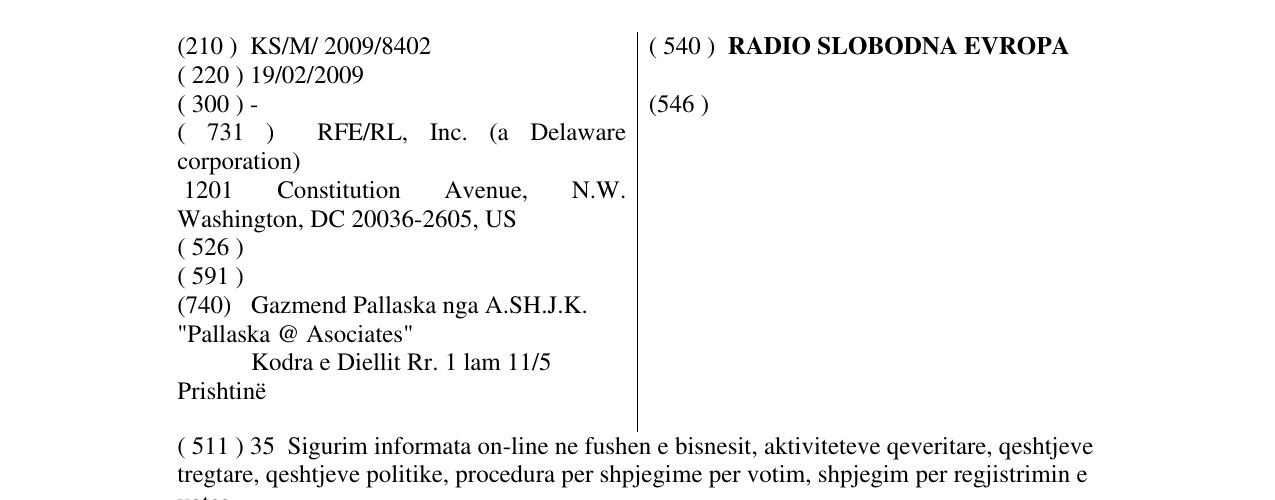 Zëri i markës RADIO SLOBODNA EVROPA në buletin