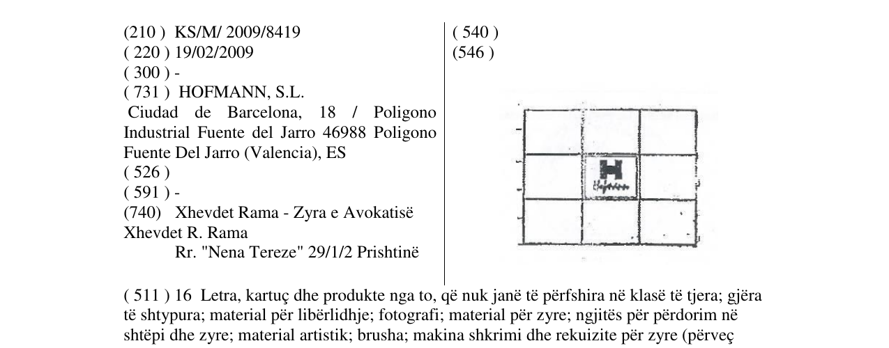Zëri i markës HOFMAN në buletin