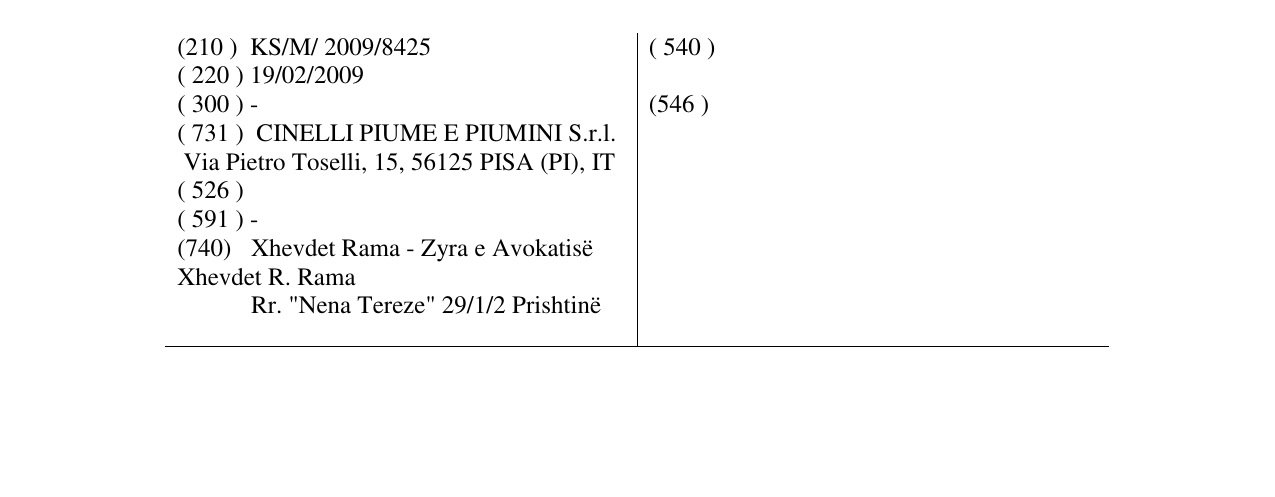 Zëri i markës PIUMA në buletin