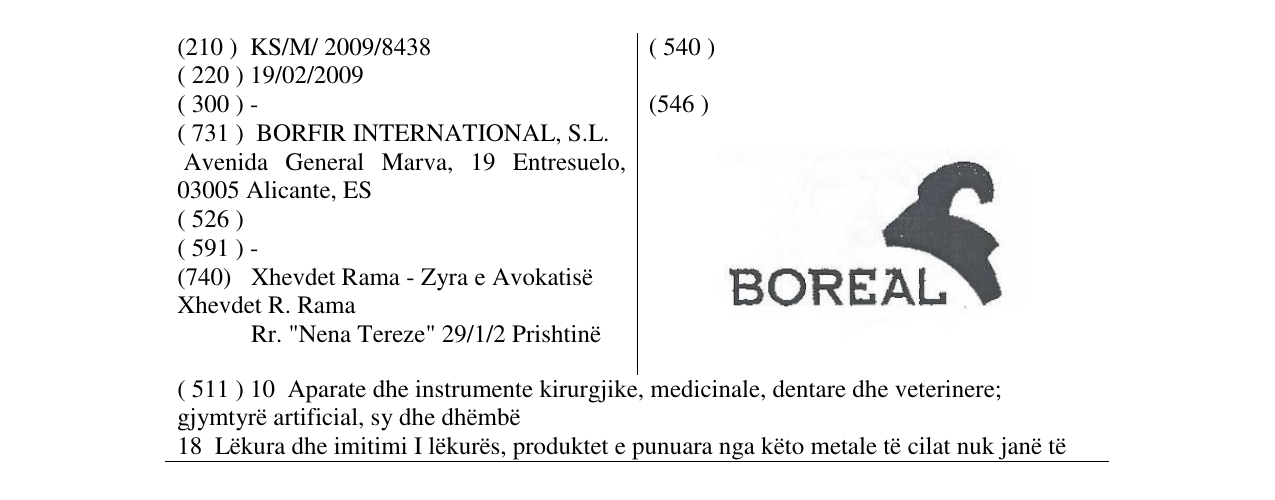 Zëri i markës BOREAL në buletin