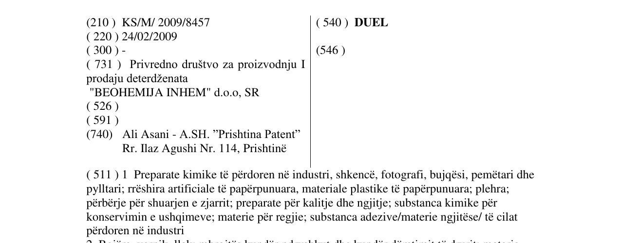 Zëri i markës DUEL në buletin