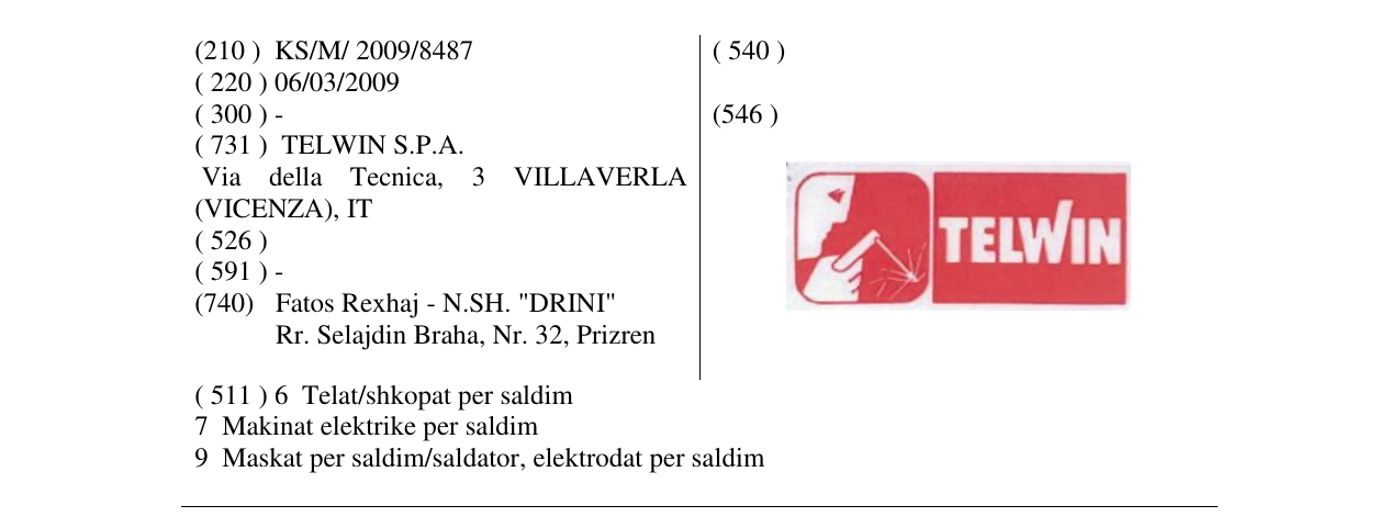 Zëri i markës TELWIN në buletin