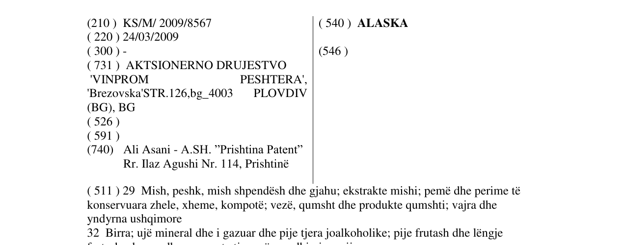 Zëri i markës ALASKA në buletin