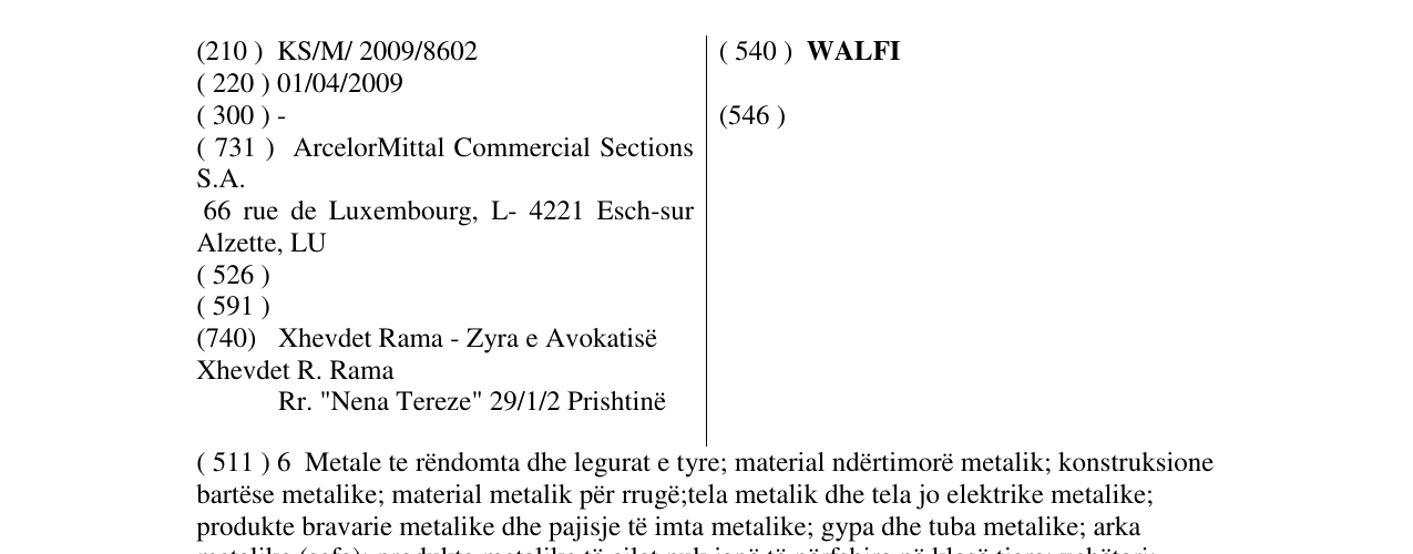 Zëri i markës WALFI në buletin