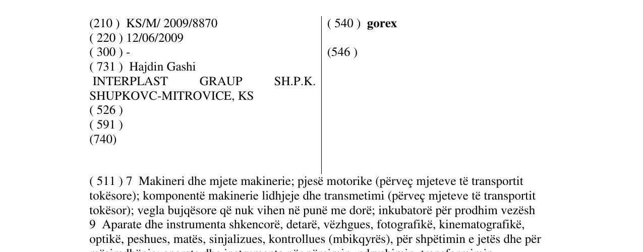 Zëri i markës gorex në buletin