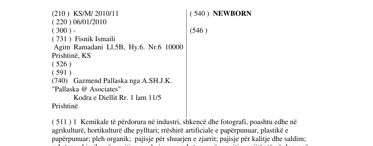 Zëri i markës NEWBORN në buletin