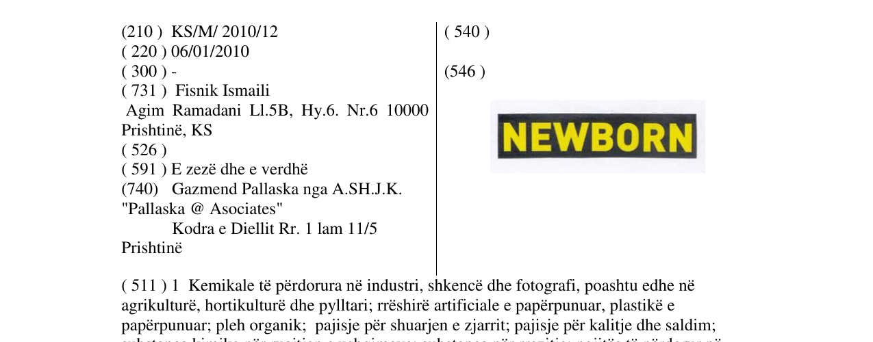 Zëri i markës NEWBORN në buletin