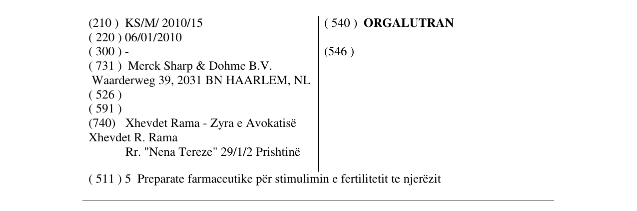 Zëri i markës ORGALUTRAN në buletin