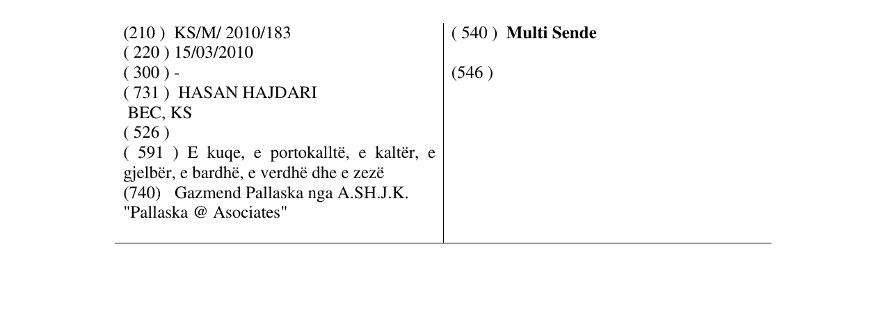 Zëri i markës Multi Sende në buletin