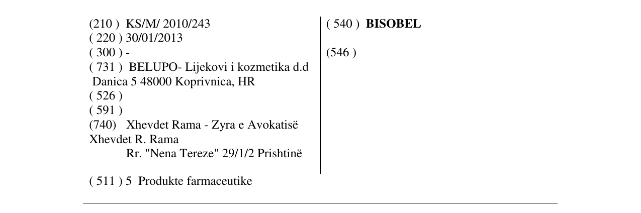 Zëri i markës BISOBEL në buletin