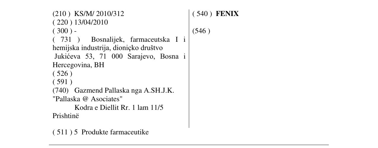 Zëri i markës FENIX në buletin
