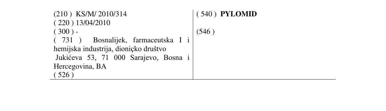 Zëri i markës PYLOMID në buletin