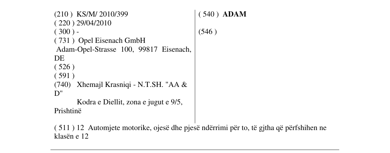 Zëri i markës ADAM në buletin