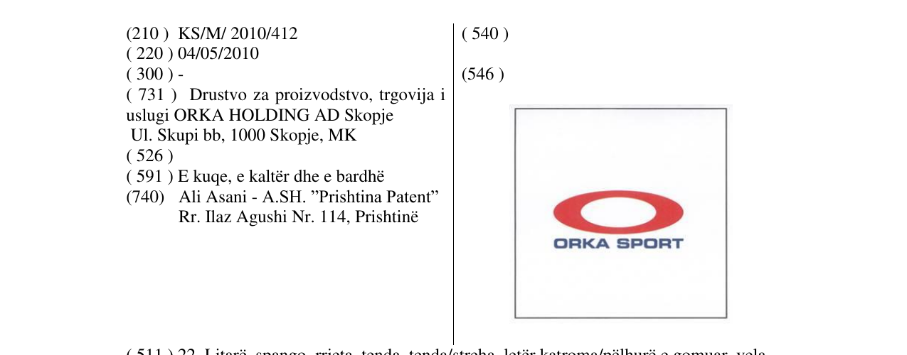 Zëri i markës ORKA SPORT në buletin