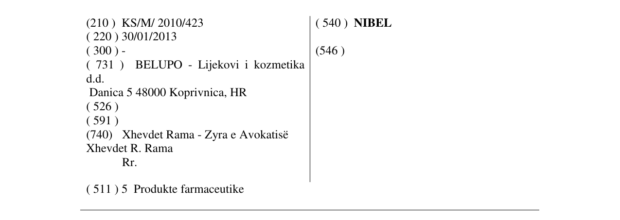 Zëri i markës NIBEL në buletin