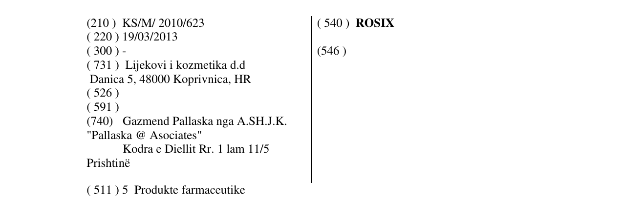 Zëri i markës ROSIX në buletin