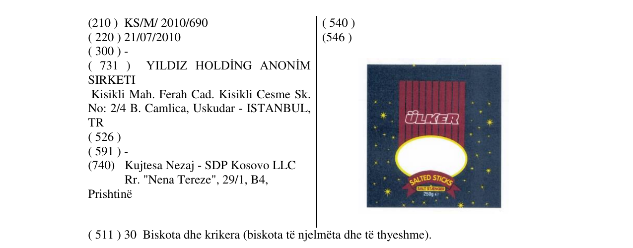 Zëri i markës ÜLKER në buletin