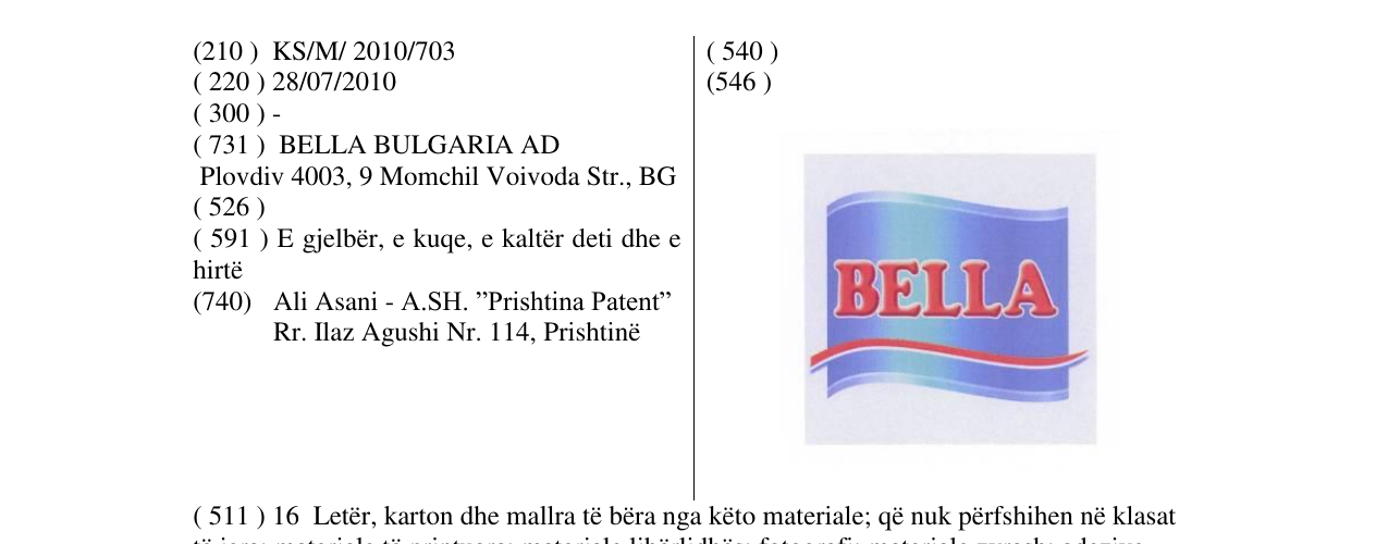 Zëri i markës BELLA në buletin