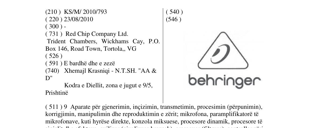 Zëri i markës behringer në buletin