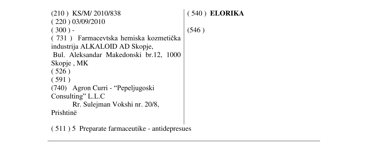 Zëri i markës ELORIKA në buletin