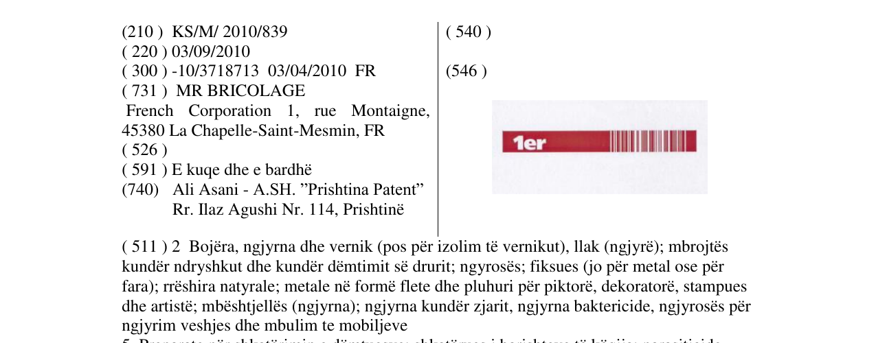 Zëri i markës 1er në buletin