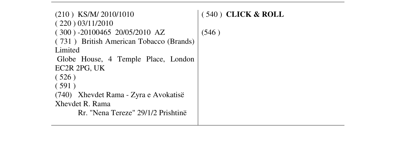 Zëri i markës CLICK & ROLL në buletin