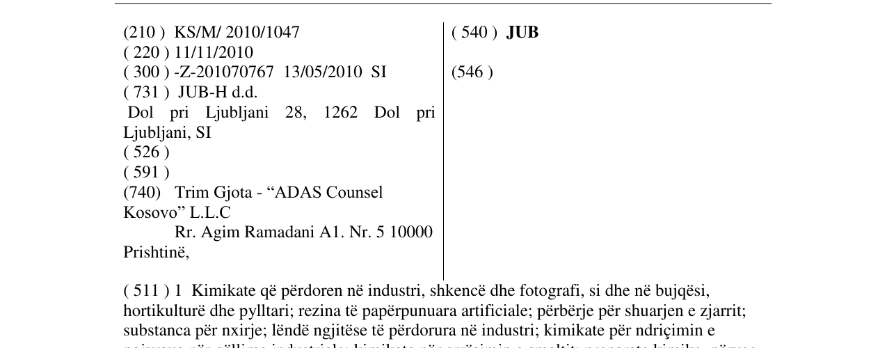 Zëri i markës JUB në buletin