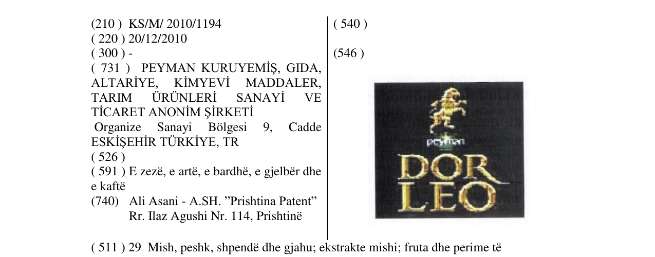 Zëri i markës DOR LEO në buletin