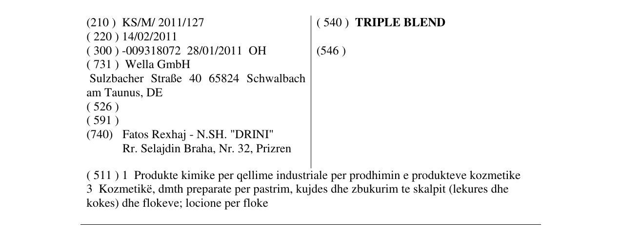 Zëri i markës TRIPLE BLEND në buletin