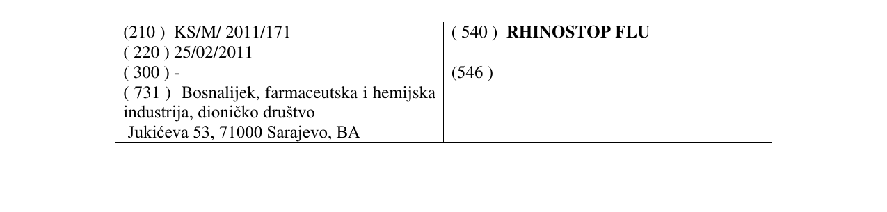 Zëri i markës RHINOSTOP FLU në buletin