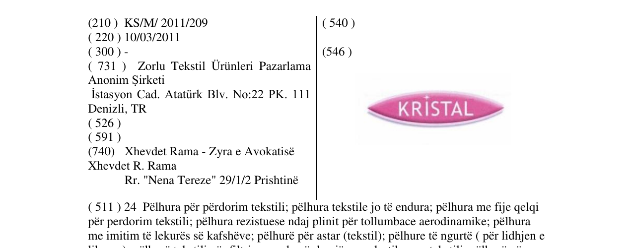 Zëri i markës KRISTAL në buletin