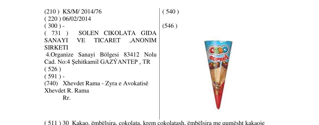 Zëri i markës Ozmo Cornet në buletin