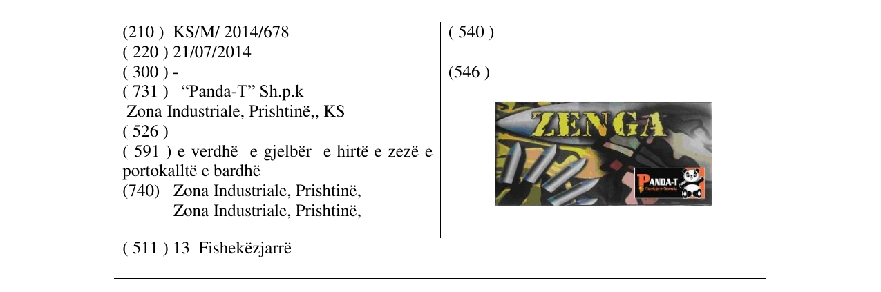 Zëri i markës ZENGA në buletin