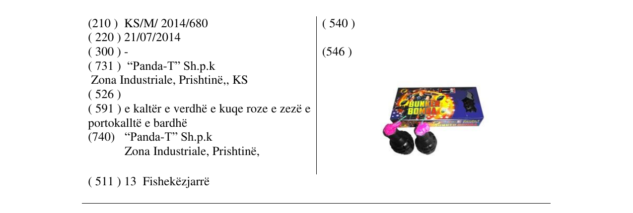 Zëri i markës BUNKER BOMBA në buletin