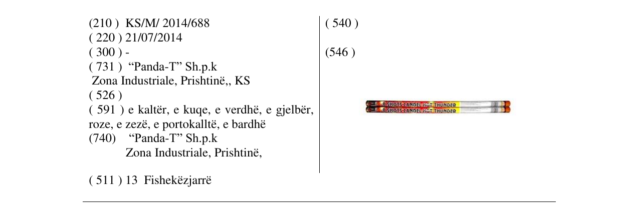 Zëri i markës 8 SHOTS CANDEL HOT THUNDER në buletin