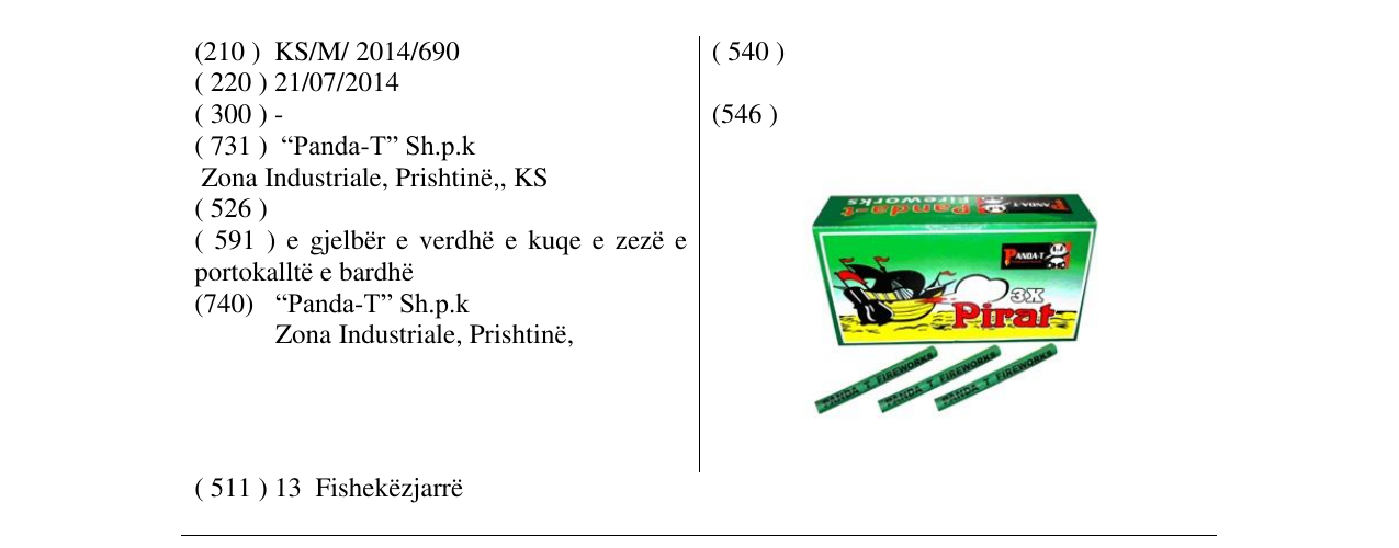Zëri i markës Pirat 3X në buletin